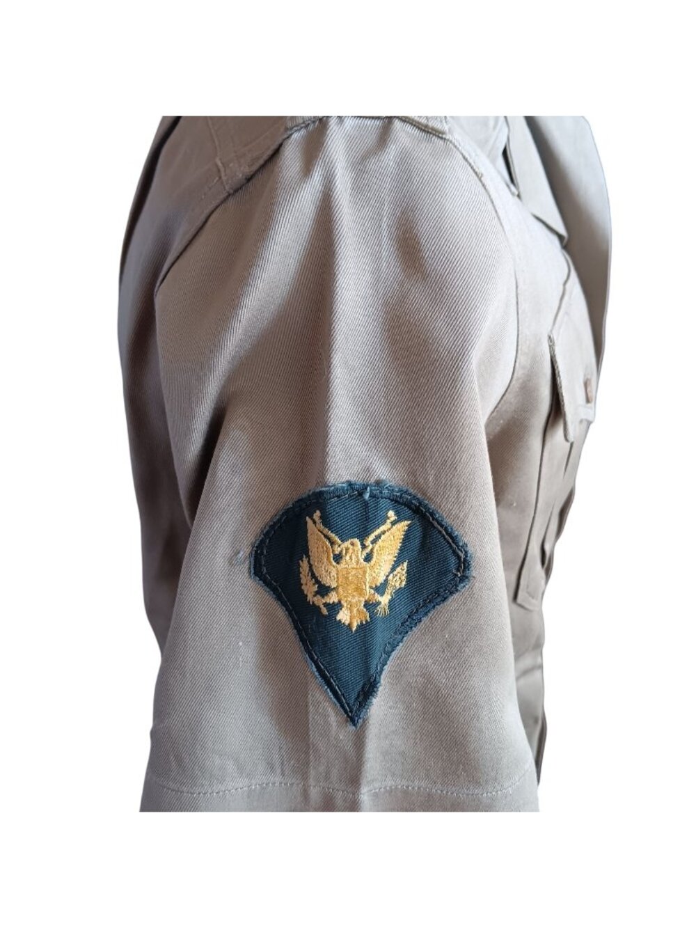 Vintage Small Men's Army Shirt 1956 50's Military Khaki Uniform Quarter Length